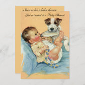 Vintage Cute Baby Bottle Puppy Dog, Baby Shower Invitation (Front/Back)