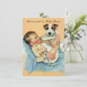 Vintage Cute Baby Bottle Puppy Dog, Baby Shower Invitation (Standing Front)