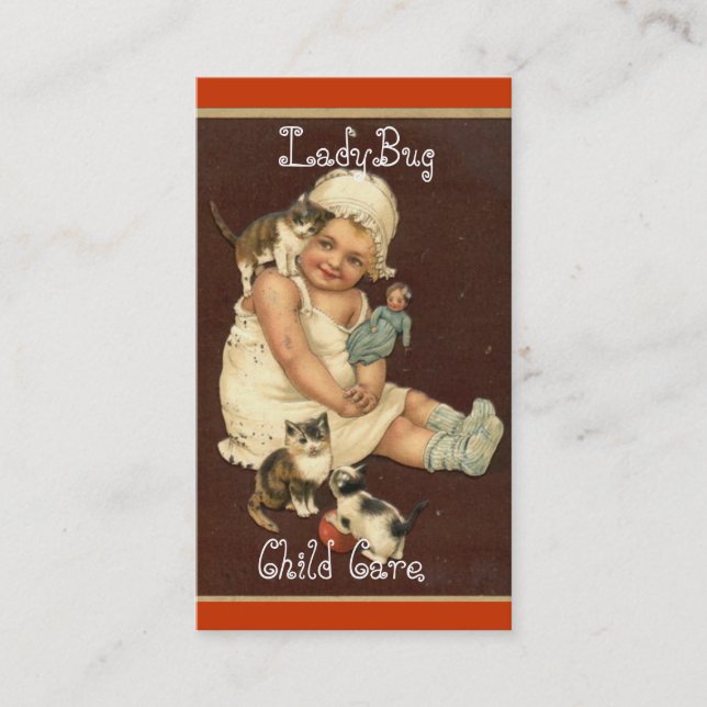Vintage, Cute Baby, Child Care, Custom Business Card (Front)