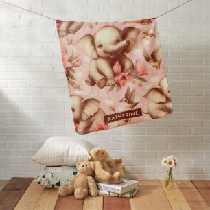Vintage Cute Baby Elephant Pattern Blanket