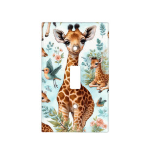 Vintage Cute Baby Giraffe Pattern Light Switch Cover