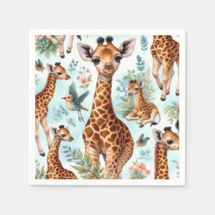 Vintage Cute Baby Giraffe Pattern Napkins