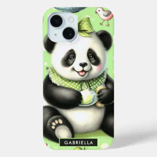 Vintage Cute Baby Panda iPhone 15 Case