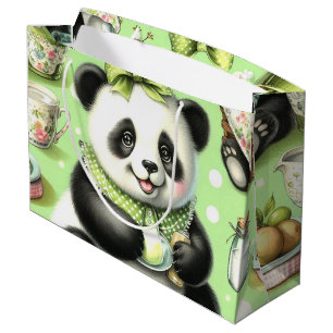 Vintage Cute Baby Panda Large Gift Bag