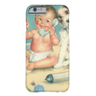Vintage Cute Baby Talking on Phone Puppy Dog iPhone 6 Case