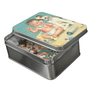 Vintage Cute Baby Talking on Phone Puppy Dog Jigsaw Puzzle