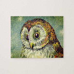 Vintage cute barn owl illustration children's jigsaw puzzle