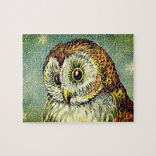 Vintage cute barn owl illustration children's  jigsaw puzzle (Horizontal)