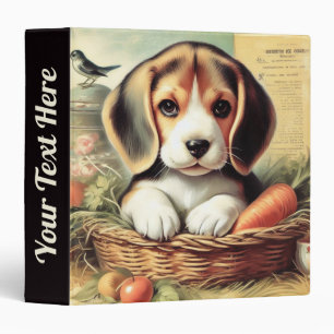Vintage Cute Beagle Puppy 3 Ring Binder