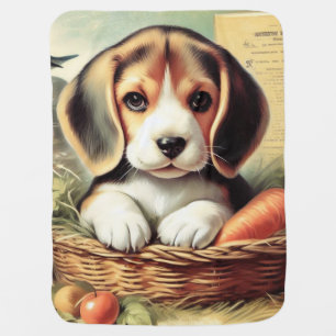 Vintage Cute Beagle Puppy Baby Blanket