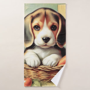 Vintage Cute Beagle Puppy Bath Towel