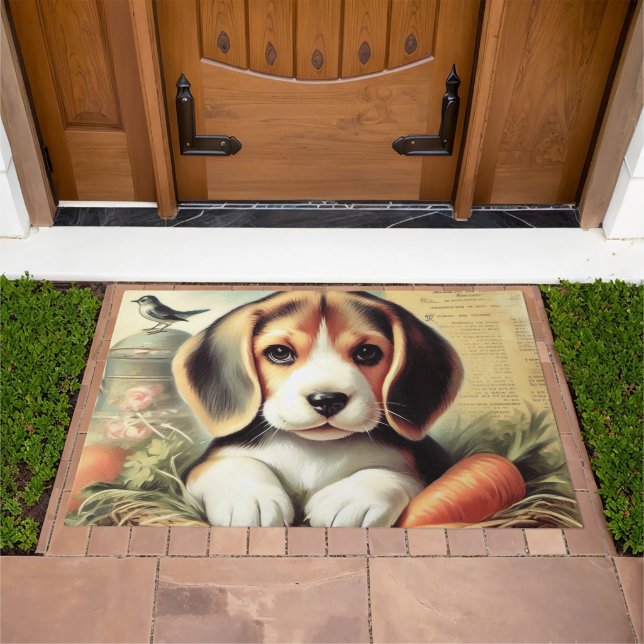 Vintage Cute Beagle Puppy Doormat (Outdoor)