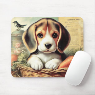 Vintage Cute Beagle Puppy Mouse Pad