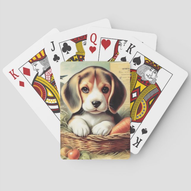 Vintage Cute Beagle Puppy Poker Cards (Back)