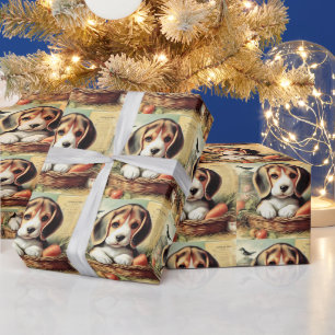 Vintage Cute Beagle Puppy Wrapping Paper