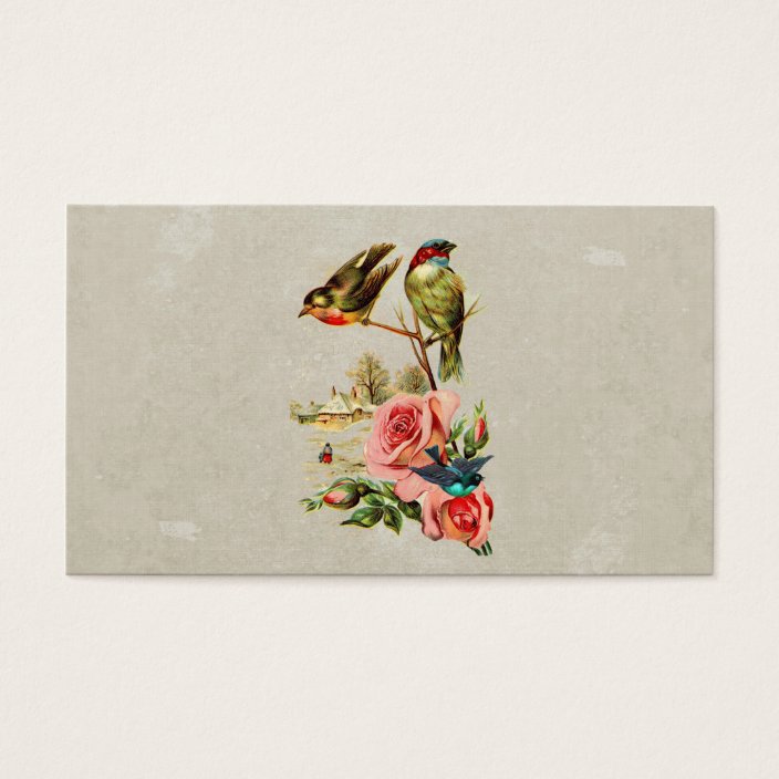 Vintage Cute Birds Roses Landscape Painting Zazzle Com