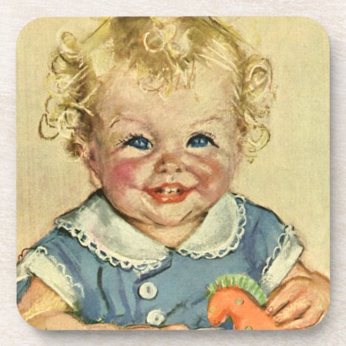 Vintage Cute Blond Scandinavian Baby Boy or Girl Drink Coaster