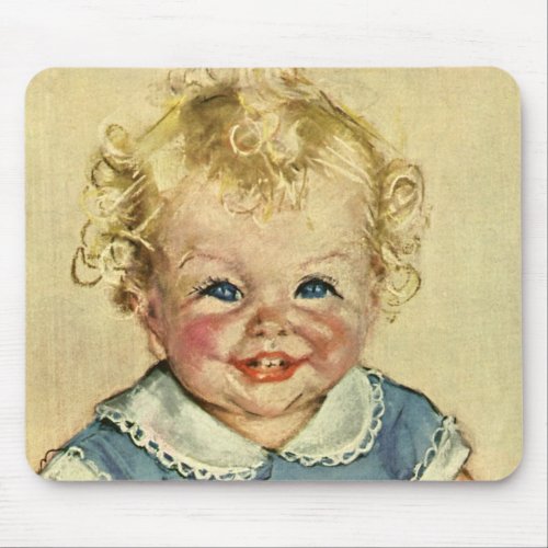 Vintage Cute Blond Scandinavian Baby Boy or Girl Mouse Pad
