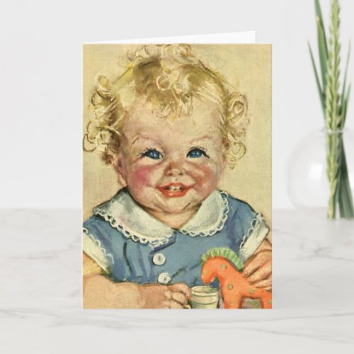 Vintage Cute Blonde Scandinavian Baby Boy or Girl Card