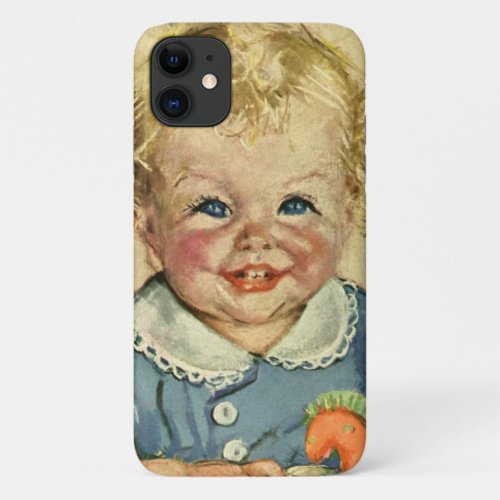 Vintage Cute Blonde Scandinavian Baby Boy or Girl iPhone 11 Case