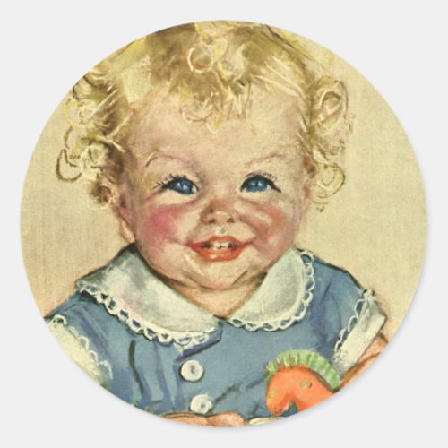 Vintage Cute Blonde Scandinavian Baby Boy or Girl Classic Round Sticker