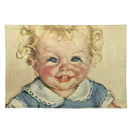 Vintage Cute Blonde Scandinavian Baby Boy or Girl Cloth Placemat