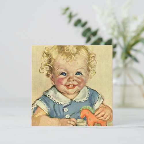 Vintage Cute Blonde Scandinavian Baby Boy or Girl Invitation