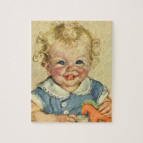 Vintage Cute Blonde Scandinavian Baby Boy or Girl Jigsaw Puzzle