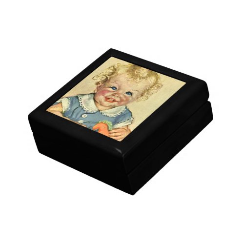 Vintage Cute Blonde Scandinavian Baby Boy or Girl Keepsake Box