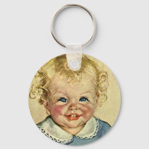 Vintage Cute Blonde Scandinavian Baby Boy or Girl Keychain