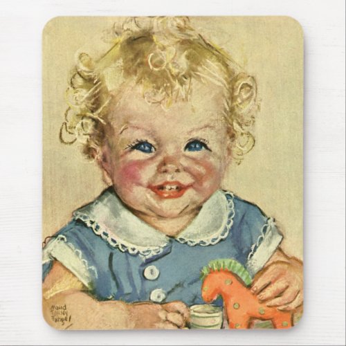 Vintage Cute Blonde Scandinavian Baby Boy or Girl Mouse Pad