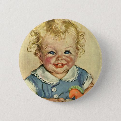 Vintage Cute Blonde Scandinavian Baby Boy or Girl Pinback Button