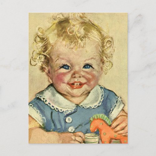 Vintage Cute Blonde Scandinavian Baby Boy or Girl Postcard