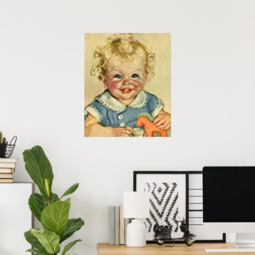 Vintage Cute Blonde Scandinavian Baby Boy or Girl Poster