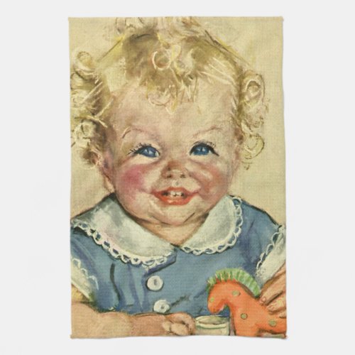 Vintage Cute Blonde Scandinavian Baby Boy or Girl Towel