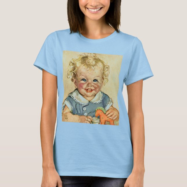 Vintage Cute Blonde Scandinavian Child with Curls T-Shirt (Front)