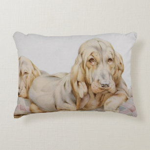 Vintage Cute Bloodhounds, Puppy Dogs by EJ Detmold Accent Pillow