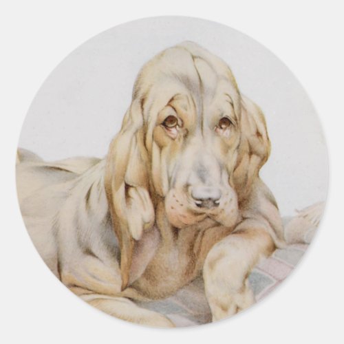 Vintage Cute Bloodhounds Puppy Dogs by EJ Detmold Classic Round Sticker