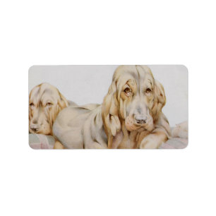 Vintage Cute Bloodhounds, Puppy Dogs by EJ Detmold Label