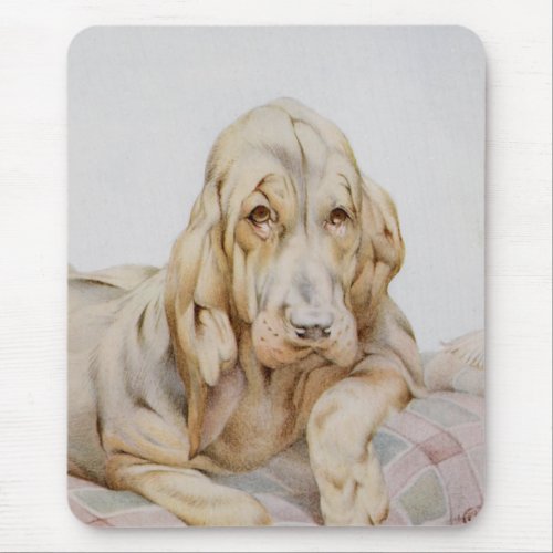 Vintage Cute Bloodhounds Puppy Dogs by EJ Detmold Mouse Pad