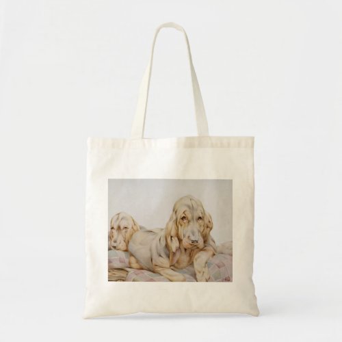 Vintage Cute Bloodhounds Puppy Dogs by EJ Detmold Tote Bag