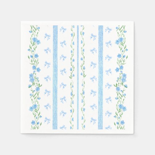 Vintage Cute Blue Bow Boy Baby Shower Napkins