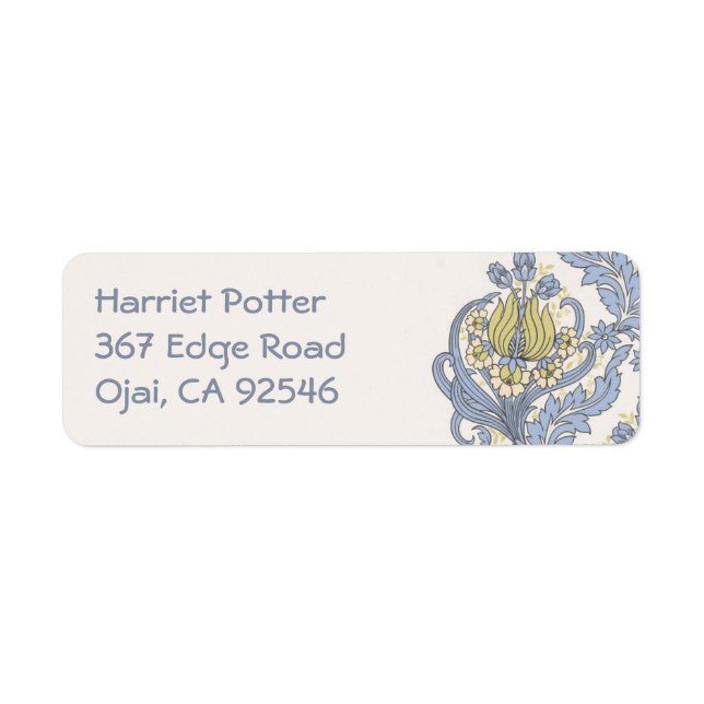 Vintage Cute Blue Floral Wallpaper Label (Front)