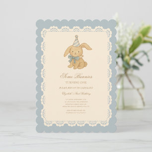 Vintage Cute Bunnie Birthday Invitation