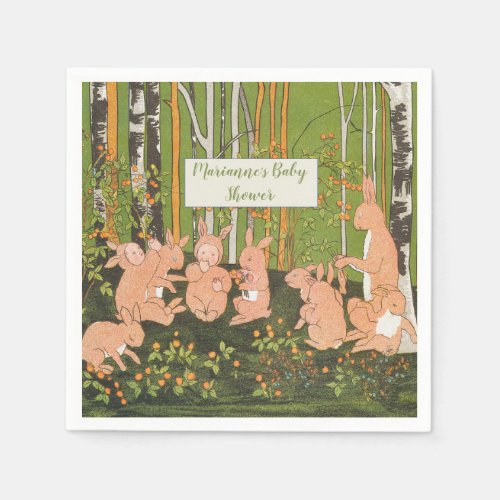 Vintage Cute Bunny Children Baby Shower  Napkins