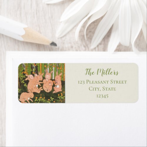 Vintage Cute Bunny Children Return Address  Label