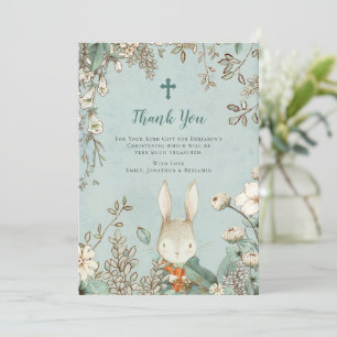 Vintage Cute Bunny Christening Baptism Thank You