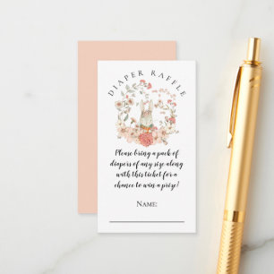 Vintage Cute Bunny Diaper Raffle Girl Shower Enclosure Card