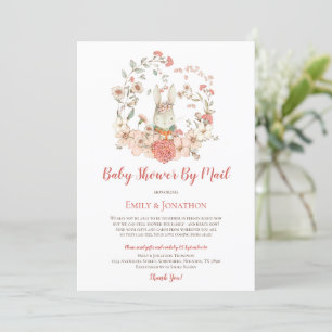 Vintage Cute Bunny Floral Baby Shower by Mail Invitation