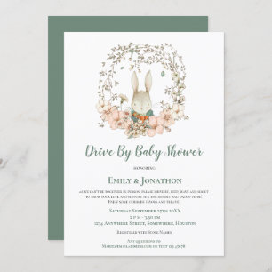 Vintage Cute Bunny Foliage Drive By Baby Shower Invitation